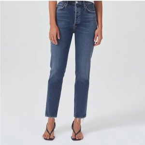 Agolde Riley Long High Rise Straight in Cypher